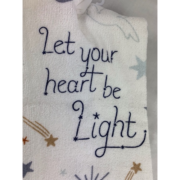 Decorative Kitchen Towels (2) Blue White Stars “Let Your Heart Be Light” NEW - Picture 4 of 4